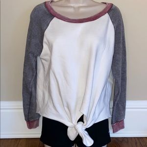 Ocean Drive Tie Front Sweatshirt Multi Block Color